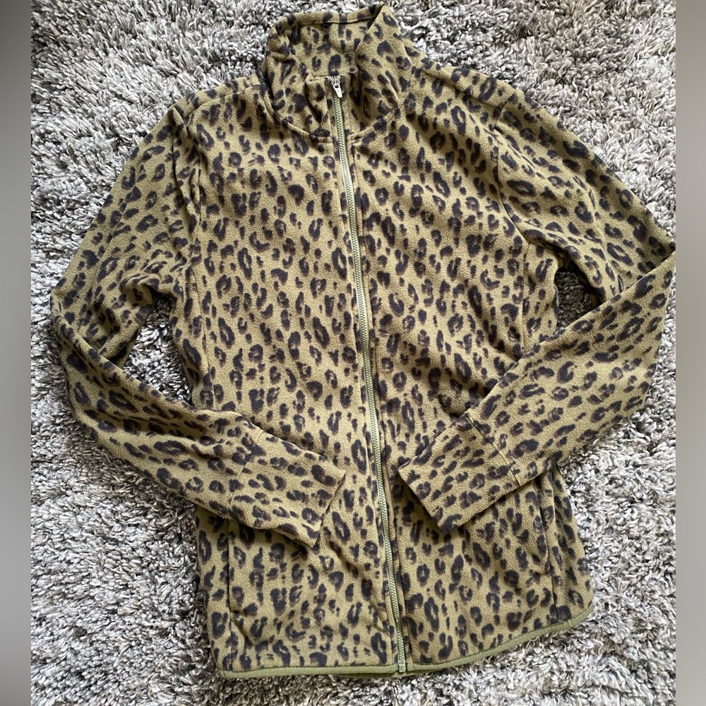 Old Navy Active Green Cheetah Print Zip Up Jacket - Women's Size Small